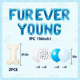 15 PCS Blue Dog Birthday Party Decoration Fur Ever Young Pet Puppy Birthday Party Supplies Decorations Lets Pawty Balloons Puppy Themed Birthday Decorations Dog Balloons