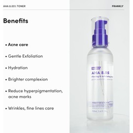 FRANKLY Tónico Aha 8.05% - Exfoliar, Renovar y Refinar Ácido Glicólico y 17 Aminoácidos Apunta La Descamación, Los Poros y La Sequedad 3.38 Fl.Oz.
