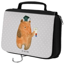 Mr. & Mrs. Panda Exam Bear Wash Bag, gray, Hand Drawn