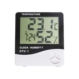 Digital Hygrometer Indoor Thermometer, Domestic Temperature Humidity Monitor Meter, Mini Hygrometer with Time & Alarm Clock