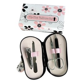 Healeved 1set Portable Stainless Steel Pedicure Kit Travel Nail Manicure Set Floral Slipper Design for Camping and Daily Use Lightweight and Compact for Easy Carrying