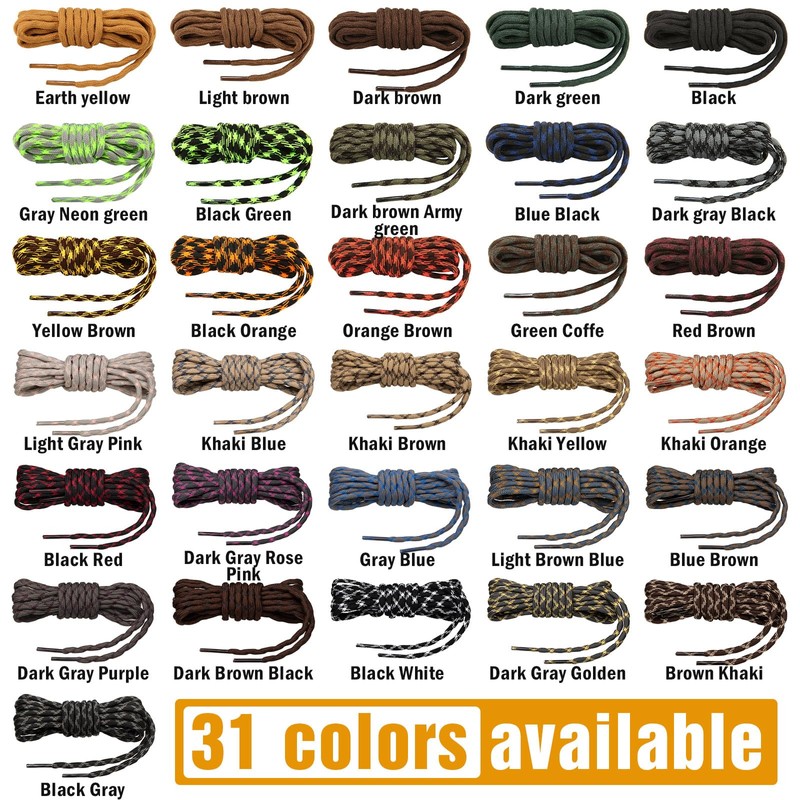 Stepace Round Boot Laces (2 Pairs) 4.5 mm Heavy Duty