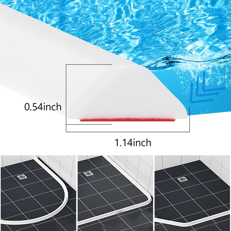 Duzzy 39 Inch Collapsible Shower Water Dam, Shower Threshold Water