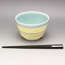 Hasami Ware 105224 640 Don Bowl, S, Pastel Border, Blue