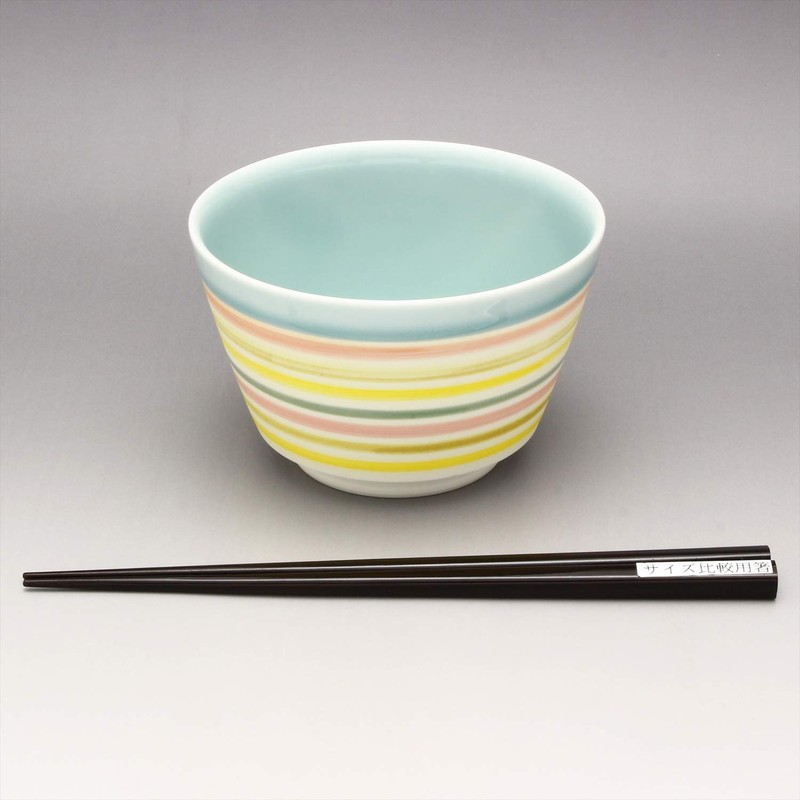 Hasami Ware 105224 640 Don Bowl, S, Pastel Border, Blue