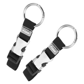 FLONSA Luggage Straps 2" Metal Key Ring Clips, Add-A-Bag for Jacket Gripper Suitcases, Small Carabiner Clips for Keychains, Purse, Travel Accessories, Black