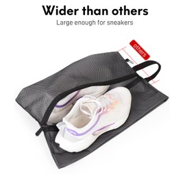 2 Pack Shoe Bags for Travel, Sneaker Bags, Waterproof Travel Shoe Bags with Zipper for Packing, Golf Shoe Dust Bags for Man and Women, XX-Large, Black
