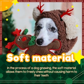 ALL FOR PAWS Christmas Dog Squeaky Toys Dog Gifts Chew Toy Enrichment Toys for Large Dogs (Reindeer)