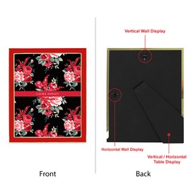 Laura Ashley 8x10 Red Enamel Picture Frame, Gold Metal Edge with Easel, for Countertop, Counterspace, Tabletop Display, Bookshelf, Desk, Wall Décor, Photo Gallery (8x10, Red W/Gold)