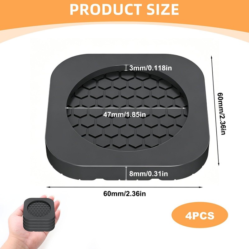4 PCS Anti Vibration Pads for Washing Machine, Black Non