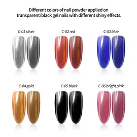 Boobeen Holographic Nail Powder, 2 Jars Nail Art Chrome Nail Powder Mirror Powder, Holo Powder for Metallic Nails Glitter Neon Pearl Pigment with Sponge Applicators