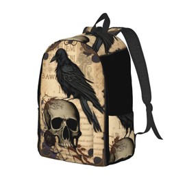 FYCFSLMY Edgar Allan Poe The Raven Skull Backpack with Adjustable Straps, Suitable for Travel Picnics Activities