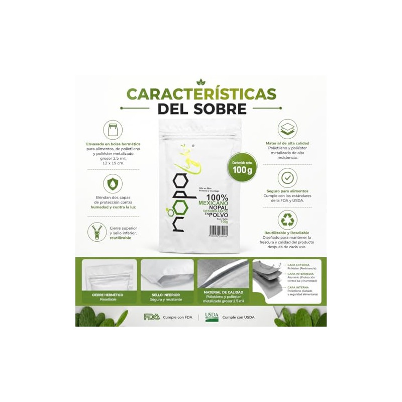 NOPALIGHT | Polvo De Nopal Deshidratado Natural 100 g |