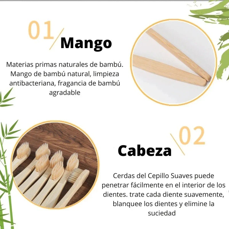 Paquete Cepillo Dientes Bambú Biodegradable Ecológico 30 Pz Color Infantil