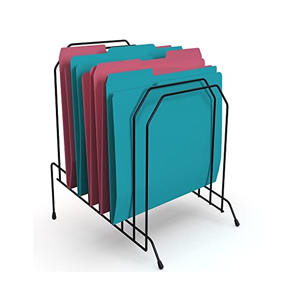 1InTheOffice Metal Incline Desktop File Sorter, 8 Compartments, Black (Black)