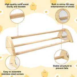 Yasdyri Chicken Perch with Mirror Roosting Bar for Baby Chicks Chick Jungle Gym Roosting Bar Strong Wooden Baby Chick Perches