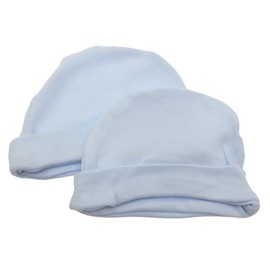 Baby Newborn 100% Cotton Allergy Free Hat Boy Girl Unisex Options (Pack of 2) (Newborn) (Blue)