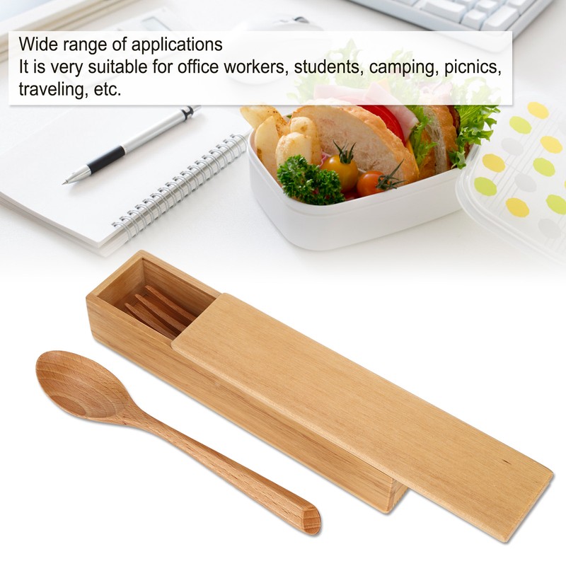 Portable Dinnerware Set Reusable Tableware Wooden Spoon Chopsticks Fork for