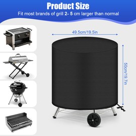 OFFCUP BBQ Grill Small Cover for George foreman Indoor and Outdoor, Waterproof Round Barbecue BBQ Cover Fit 22460 and 22460-56 Barbecue Cover, Weber 1121004/1111004 BBQ Grill, 49.5 * 50cm
