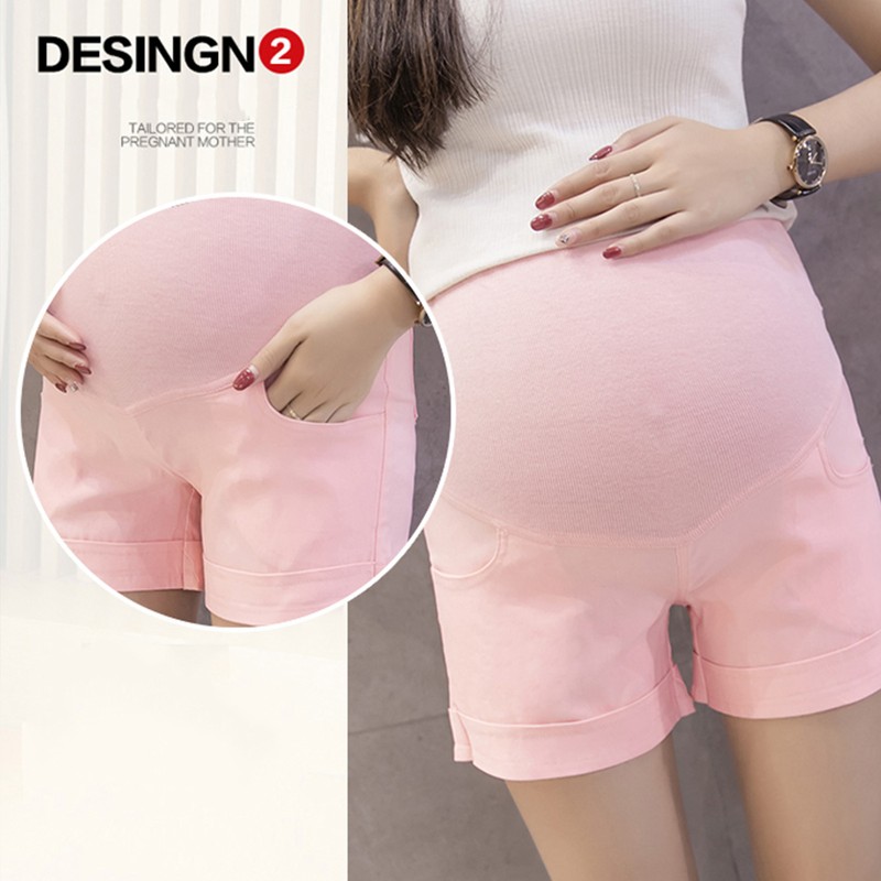 Maternity Summer Shorts High Waist Elastic Cotton Breathable Pregnancy Belly