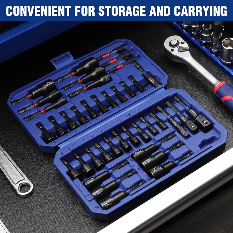 WORKPRO 39-Piece Magnetic Nut Driver Set, Impact Drill Driver Bit