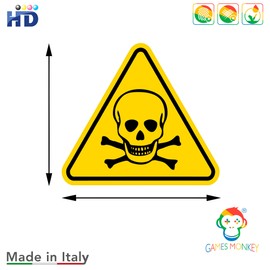 GamesMonkey® – Gefahrenwarn - Dreieck - Aufkleber - Kit – Hochspannungsbrennbarer Tod – PVC HD wasserdichtes Risiko (20 Stücke, Tod - Schädel, 5x4 cm)