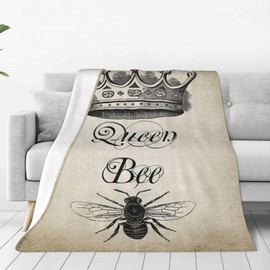 Queen Bee Blanket Bee Decor Throw Blanket Bee Gifts For Girls Boys Bee Lover Super Warm Soft Plush Lightweight Fleece Flannel Blanket Winter Sofa Couch Bedding Blanket For Kids Adult Men Women 50"X40"