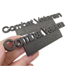 WULIDE 2PC Combat Veteran Edition Emblem Car Bumper Metal 3D Badge Decal Sticker Replacement for F-150 F250 F350 Motorcycle Truck SUV Cruise Ship Tank 5.9'' x 1.4'' Black