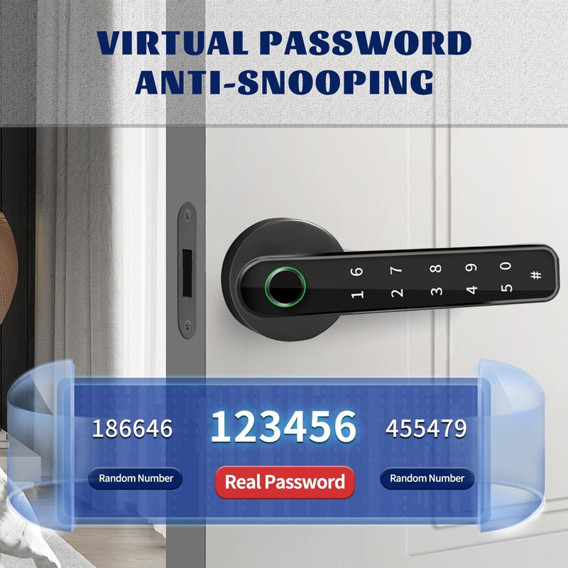 bijialock Fingerprint Door Lock,Touchscreen Biometric Door Lock, with Passcode keypad
