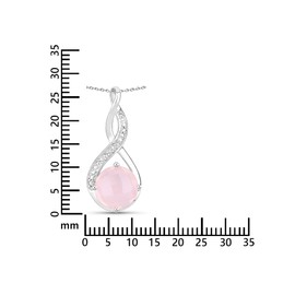 Rafaela Donata Women's Necklace Rhodium-Plated 925 Sterling Silver with Rose Quartz Pink Gemstone Necklace Size 9.50 mm, Quartz
