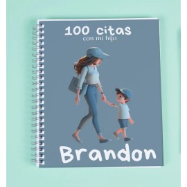 Cuaderno 100 Citas Con Hijo / Libro Citas / Citas Hijo Año 2025 Portada Azul Acero 100 Citas Hijo