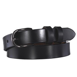 [KASSAI] Genuine Leather Women's Belt, Total Length: Approx. 40.9 inches (104 cm), Width: 0.9 inches (2.3 cm) (0.9 inches (23 mm), Women's Simple, Black