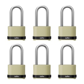 Guliffen Heavy Duty Combination Padlock, Outdoor Combo Lock Weatherproof, Pad Locks with Long Shackle for Locker, Shed, Garage, Gate, Fence, 6 Pack