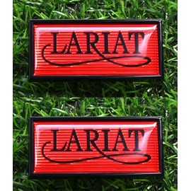2pcs Lariat Cab Replacement for 1980-1986 Truck F150 F250 Cab Side Emblems 3D Badge EOTZ-1050398-C (Black Red)