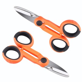 Duogalia 2 Pack Kevlar Shears for Fiber Optic Cable Precision Electrician Stainless Steel Hand Scissor Cutter for Cutting Fiber Wire,Insulation,Soft Cable