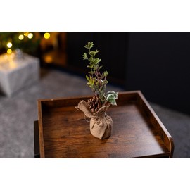Marco Paul Rustic Artificial Christmas Tree in Burlap Sack Decorative Festive Xmas Faux Foliage Home Decoration Festive Décor Xmas Indoor Ornament Table Centrepiece (Large Pinecone & Berries Tree)
