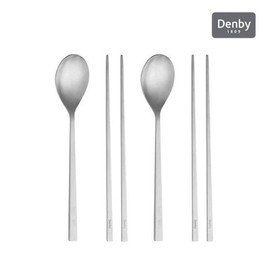 Denby Cutlery Korean Tableware 2-Person 6-Piece Set (Linear Matte Silver / Spice Glossy Silver).. / 덴비 커트러리 한식기 2인 세트6P (리니어 무광 실버 스파이스 유광 실버)..