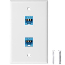 tunghey Ethernet Wall Plate 2 Port,Cat 6 Wall Plate Female-Female Compatible with Cat7/6/6e/5/5e Ethernet Devices (2Cat6)
