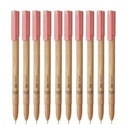 FLAIR Woody Ball Pen Wallet Pack | 0.7 mm Tip Size | Attractive Woody Design | Smooth Ink Flow System With Low-Viscosity Ink | Smudge Free Writing | Red Ink, Set Of 10 Pens