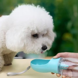 Mersjo Dog Water Bottle 350 ml - Leak-proof & BPA-Free - Portable Water Dispenser for Dogs & Cats - Travel Bottle with Bowl & Carry Strap - Outdoor & Travel