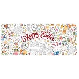 Easter Coloring Tablecloth for Kids - 76 x 183cm Colouring Easter Table Cloth,Rectangular Happy Easter Table Cloths Party Paper Table Cover for Spring Easter Party Supplies,Easter Activities for Kids