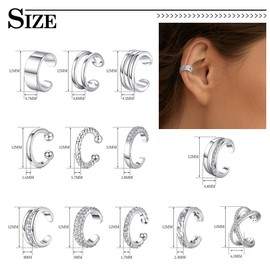 FANCH 12 pieces ear cuff for women, 14K gold-plated cuff earrings, non-pierced ears, clip on cartilage earring, fake earrings, lightweight clips, wraps, ear cuff, ear cuff, Stainless Steel