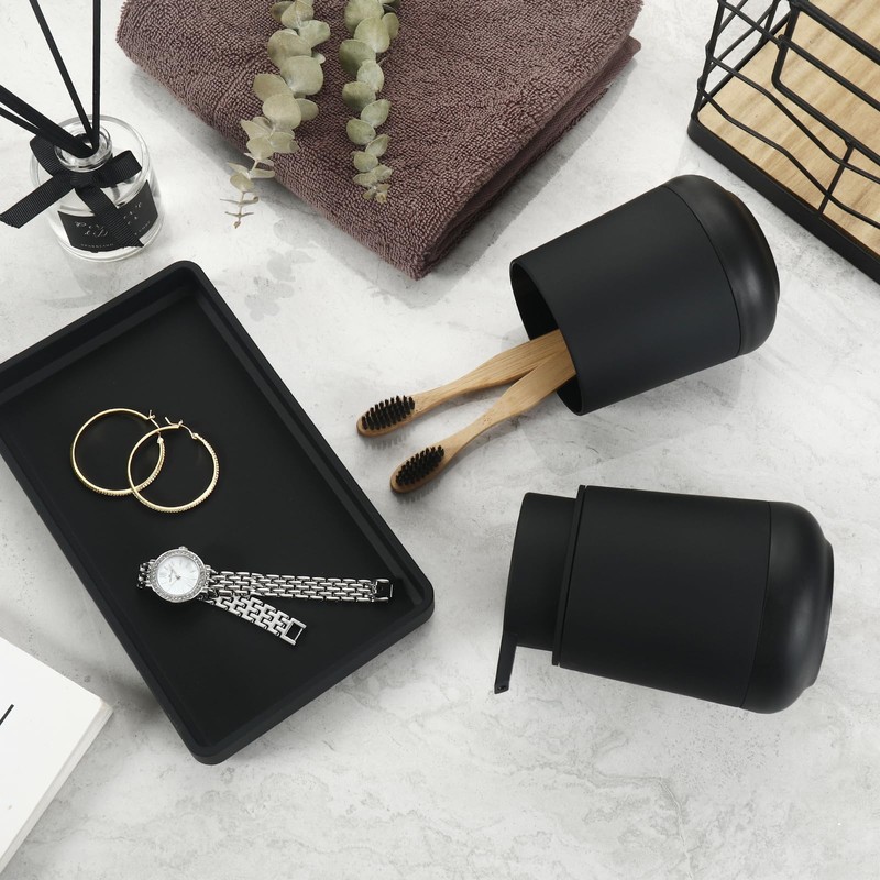 GAHEFY Black Bathroom Countertop Accessories Set - Soap Dispenser and