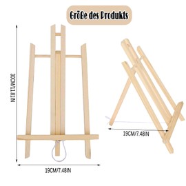 Cnwinu Pack of 2 Table Easel Wooden Canvas Exhibition, 30 x 19 cm, Small Table Easel, Easel, Children, Picture Stand Made of Solid Wood for Painting, Phoframe, Children's Arts & Crafts (2)