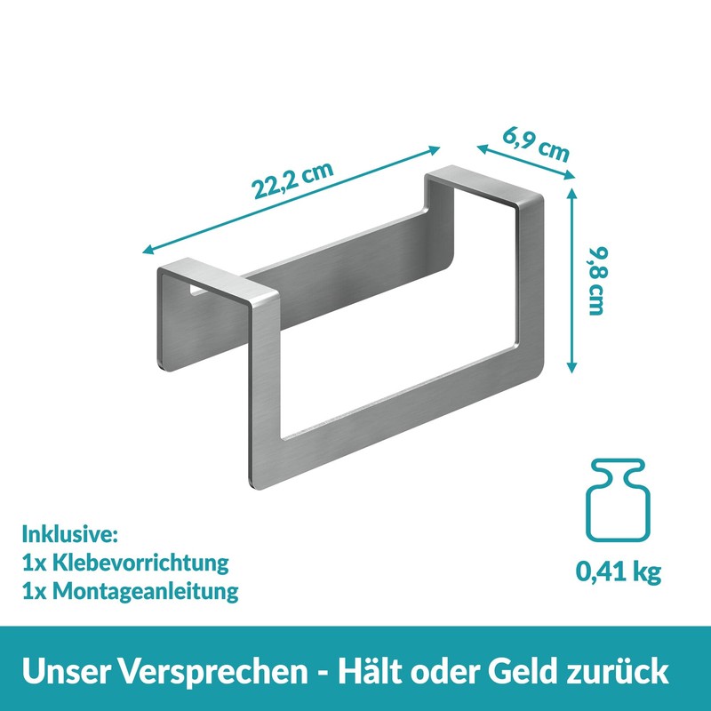 WEISSENSTEIN Handtuchstange Klein - Edelstahl ohne Bohren 22cm - Handtuchhalter