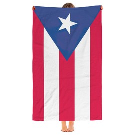 Puerto Rico Flag Beach Towel Microfiber Quick Dry Bath Towels for Bathroom Pool Camping Travel Swimming Picnic Sports Decor Gifts (52 x 32 Inches)