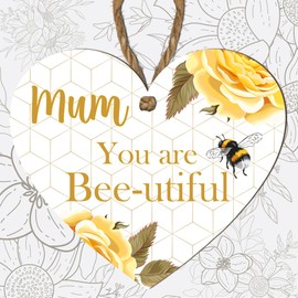 Wooden Heart Plaque Gift for Mum - Bee-utiful Mum - Unique Mother's Day Gift Mum Gift, Birthday Gift, Nan Keepsake, Mother's Day, Gift Tag