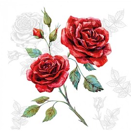 20-ct 6.5 Valentine's Day Decorative Napkins for Decoupage Mother's Day Rose Red Flower Floral Paper Vintage Pretty Flower for Mom Wedding Grace