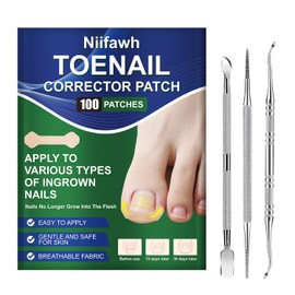 100pcs Ingrown Toenail Treatment, Breathable Ingrown Toenail Strips Ingrown Toenail Stickers, Toenail Corrector Patch with 3 Pedicure Tools for Ingrown Toenail