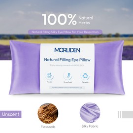 Lavender Eye Pillows for Relaxation, Yoga Eye Pillow for Meditation, Microwavable Weighted Eye Pillow for Yoga, Moist Heat & Cold Eye Compress with Aromatherapy (Light Purple)